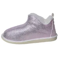 Hollert Lammfell Hausschuhe Cinderella Glitzer Fellschuhe aus Merino Schaffell Echtleder warme Hüttenschuhe Schuhgröße: 36 Farbe: Rosa - Rosa - 36