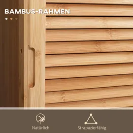 kleankin Badezimmerschrank, Badschrank aus Bambus, Badezimmermöbel Naturholz