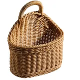 Handgefertigter gewebter Hängekorb, Wandbehang, Blumentopf, Rattan, geflochtener Blumentopf, natürliches Rattan, handgefertigter Aufbewahrungskorb für Zuhause, Garten, Hochzeit, Wanddekorationen
