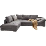 luma-home Ecksofa Schlafsofa Eckcouch Polsterecke L-Sofa m. Ottomane links, Cord Grau / 17202 - Grau