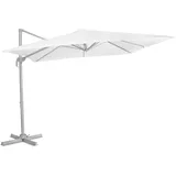 VONROC Freitragender Sonnenschirm Balkon - Neigbar, Rechteckig, 360° drehbar, – – UV-beständiges Segeltuch – Weiß