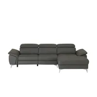 uno Leder-Ecksofa  Danae klein , grau , Maße (cm): B: 282 H: 78 T: 166.0