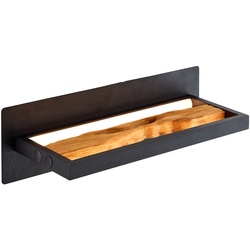 Brilliant LED Wandleuchte Holz 35cm schwarz/holz, Aluminium/Metall/Holz, LED Wandlampe Innen Holz, Schlafzimmer Deko, Holzlampe Brilliant Wandlampe, Lampe Schlafzimmer 1x LED integriert 9,5 W
