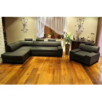Echtleder Sofagarnitur Ecksofa + Sessel Leder Eckcouch Sofa mit Bettfunktion