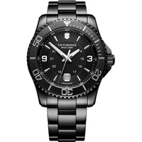 Victorinox Herren-Uhr Maverick Black Edition, Herren-Armbanduhr, analog, Quarz, Wasserdicht bis 100 m, Gehäuse-Ø 43 mm, Armband 22 mm, 164 g, Schwarz