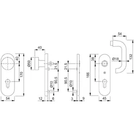 HOPPE Schutzgarnitur Paris Aluminium grau 58/3331K/353K-1/138L
