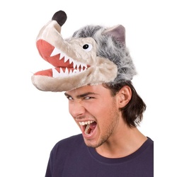 Elope Kostüm Mütze Böser Wolf, Witzige Tiermütze für Karneval und Fasching grau