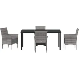 vidaXL 5-teiliges Garten-Essset Grau Poly-Rattan