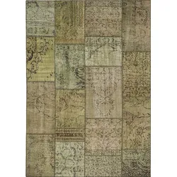 Vintage Teppich Patchwork 120 x 180 cm Mischgewebe Grün Pistazie