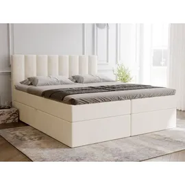 GRAINGOLD Boxspringbett mit Bettkasten 180x200 Beige