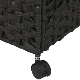 vidaXL Wäschekorb mit Rollen Schwarz 66x35x60 cm Rattan