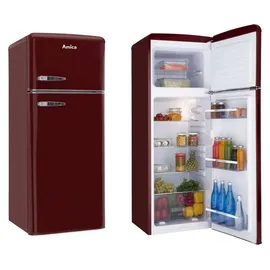 Amica KGC 15631 R Retro-Kühl-Gefrierkombination (206 l, 1440 mm hoch, Rotwein)