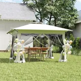 ACXIN Pop-Up Pavillon 4x4 m, Ein-Knopf Schnellaufbau, faltbares Party- & Gartenzelt, Doppeldach & Lüftung, Moskitonetz, wasserdicht & UV-Schutz, m... - Weiß