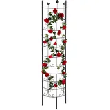 Relaxdays Rankgitter Metall, halbrund, zum Stecken, Rankhilfe für Kletterpflanzen, Spalier Garten, 180 cm hoch, schwarz