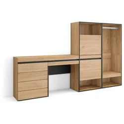 SKRAUT HOME Schuhschrank, Platzsparender Schrank, 247x35x145 cm, Schlafzimmer, Offener Schrank, Kommode, Frisiertisch, Modern Style, Eiche - 458_22