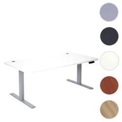 Schreibtisch HWC-D40, Computertisch, elektrisch h√∂henverstellbar 160x80cm 53kg MVG ~ wei√ü, grau