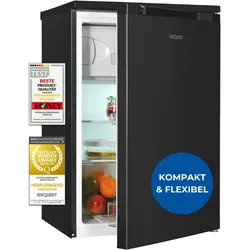 Exquisit Kühlschrank mit Gefrierfach, 4-Sterne-Gefrieren, 2 Glasablagen, 107l Nutzinhalt, Innenbeleuchtung, 37 Dezibel, KS515-4-051C inoxlook-az