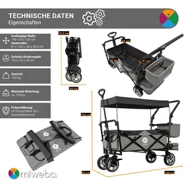 MIWEBA Bollerwagen MB-20 faltbar Beige/Bordeaux rot
