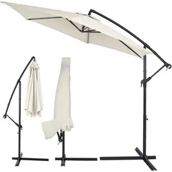 Ampelschirm Creme Alu Ø300cm UV-Schutz 30+ inkl Abdeckung