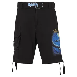 Brandit Textil Cargoshorts BRANDIT "Brandit Iron Maiden Savage Shorts Fear of the Dark", Herren, Gr. L, US-Größen, schwarz, 100% Baumwolle, normal, Hosen