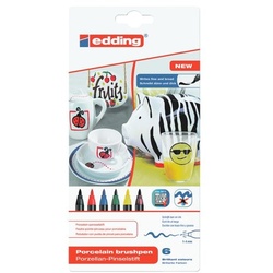 Edding 6er-Set Fasermaler »Porzellan-Marker und Pinselstift 4200« rot