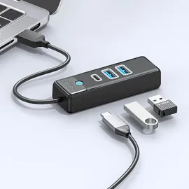 ORICO PWC2U-U3-015-BK-EP Hub Adapter USB auf 2x USB 3.0 + USB-C, 5 Gbps, 0,15m Schwarz