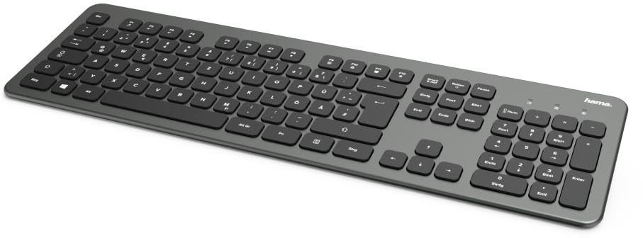 Hama Wireless Tastatur (flach, Smart Link, Smartlink, Slim, QWERTY, USB Aa, USB-A, geräuscharm für PC, led) anthrazit