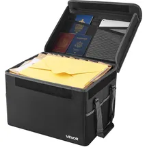 Vevor feuerfeste Dokumentenbox Dokumententasche, 1000 °C wärmeisolierte, wasserfeste Dokumentenaufbewahrungsbox, tragbare & faltbare Aktentasche für Reisepässe wichtige Dokumente Akten (schwarz)