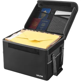 Vevor feuerfeste Dokumentenbox Dokumententasche, 1000 °C wärmeisolierte, wasserfeste Dokumentenaufbewahrungsbox, tragbare & faltbare Aktentasche für Reisepässe wichtige Dokumente Akten (schwarz)