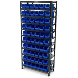 HBM-Schrank, Lager, Regal mit 60 Sichtlagerkästen