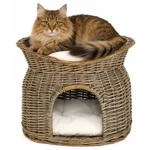 LIONTO Weidenkorb für Katze grau