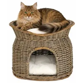 LIONTO Weidenkorb für Katze grau