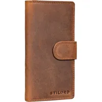 STILORD 'Jewel' Leder Geldbörse Damen Viele Kartenfächer Vintage Portemonnaie Damen RFID Schutz Geldbeutel Damen Groß Damen-Geldbörsen Frauen Geldtasche, Farbe:mittel - braun