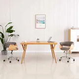 vidaXL Drehbarer Bürostuhl Taupe Bugholz und Stoff