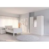 rauch Schlafzimmer-Set Evelyn, (Set, 3-tlg), Schrank und Bett in 2 Breiten, Nachttisch mit Paneel MADE IN GERMANY weiß