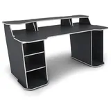 byLIVING Schreibtisch Matrix/Gaming-Tisch in Anthrazit mit Kanten in Weiß/Mit viel Stauraum und großer Tischplatte/Computer-Tisch/PC/Arbeits-Tisch/B 180, H 76, T 85 cm