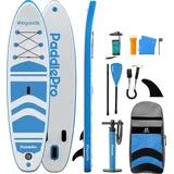 LifeGoods PaddlePro SUP Board, aufblasbares Stand-Up-Paddle-Board, komplettes Set 320x81 cm, 135 kg, Weiß/Sky Blue – Paddel Board mit Rucksack, ... - Weiß