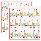 Kracht Frottier-Geschirrtuch 2er-Pack Baumwolle Hühner Größe 50x50 cm