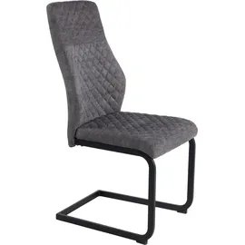 Duo Collection Freischwinger Esszimmerstuhl Kaila (4er Set) | Grauer Webstoff mit feiner Steppung | Moderne Optik