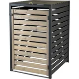 Tchibo dobar® Mülltonnenverkleidung 240 L in Anthrazit-Schwarz aus Holz als Bausatz - Mülltonnenbox mit Deckel und Schwingtür zweifarbig - 77 x 87 x 121 cm