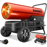 MASKO MASKO® Heizkanone 30kW Diesel Bautrockner Bauheizer Heißluftgenerator Heizgebläse 34L Tank mit Thermostat Ölheizer Luftstrom 750m3/h/Stunde) Ölbeheizung Heizlüfter Heizstrahler