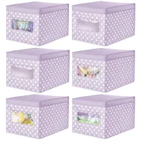 MetroDecor mDesign Aufbewahrungsbox Stoffbox Deckel – Sichtfenster 6er Set