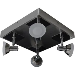 NÄVE LED Deckenleuchte "Jericho", grau (chromfarben), H: 13,3cm, Lampen, incl. Leuchtmittel 4x LED 20W, Metall/Glas, chrom, LED Deckenstrahler