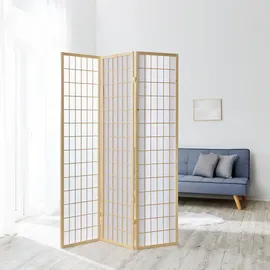Homestyle4u Paravent Raumteiler 3 teilig, Holz Natur, Reispapier Weiß, Höhe 175 cm | Gr.: onesize