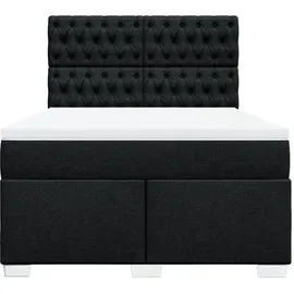 vidaXL Boxspringbett mit Matratze Schwarz 140x200 cm Stoff