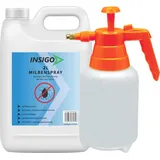 Insigo Milben-Spray 2 Liter + Sprüher | Hausstaubmilben bekämpfen | Milbenspray für Matratzen | Milben-Mittel für Innen & Aussen, Wasserbasis, Geruchlos