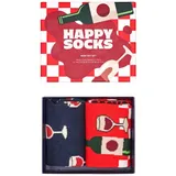 Happy Socks Socken Tagessocke Crew Wine (Glas mit Wein) dunkelblau/rot Geschenkbox rot 41-46