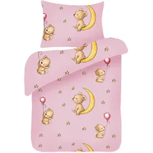 BestLivings Kinder Bettwäsche 100x135cm / 40x60cm) - Bärchen Rosa