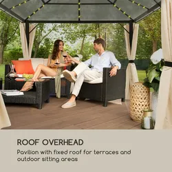 Blumfeldt Pantheon Solid Sky Ambient Solar Pavillon mit grauem Dach 3x3m  Polycarbonat Aluminium Schwarz