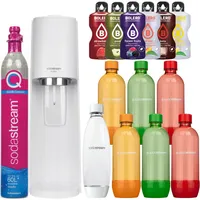 Wassersprudler SodaStream Terra White + 7 Flaschen, 1L, Weiß/Orange/Grün/Rot